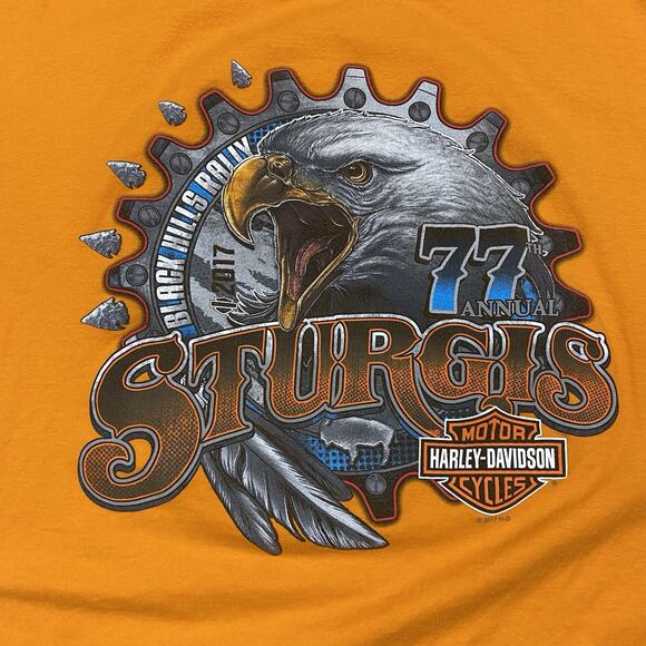 Harley Davidson Sturgis 77th Annual Tee Orange XL Keystone SD Black Hills - Picture 4 of 8